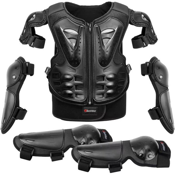 Athlix Motorradweste Kinder Motorrad-Schutzweste & Schoner Schutzbekleidung Kompaktes und leichtes Set, Weiche Innenseite mit EVA-Schaum
