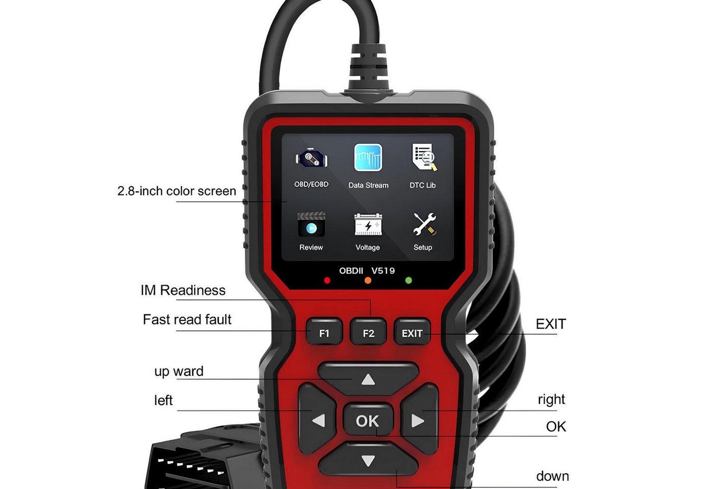 Athlix OBD2-Diagnosegerät OBD2-Diagnosegerät OBD2 Diagnosegerät Auto Diagnosewerkzeug, Universal KFZ, kompatibel dank Betriebsspannungsbereich von 9–16 V – Bild 4 von 5