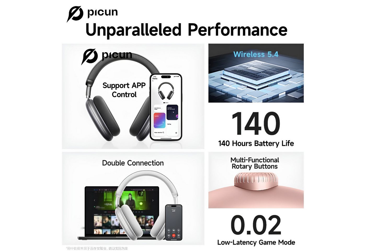 Athlix Picun F8 Pro ANC Drahtlose Kopfhörer 3D Spatial Audio Head Tracking Bluetooth-Kopfhörer (140 Std. Akkulaufzeit, 5 Mikrofone mit ENC, Head-Tracking) – Bild 2 von 5