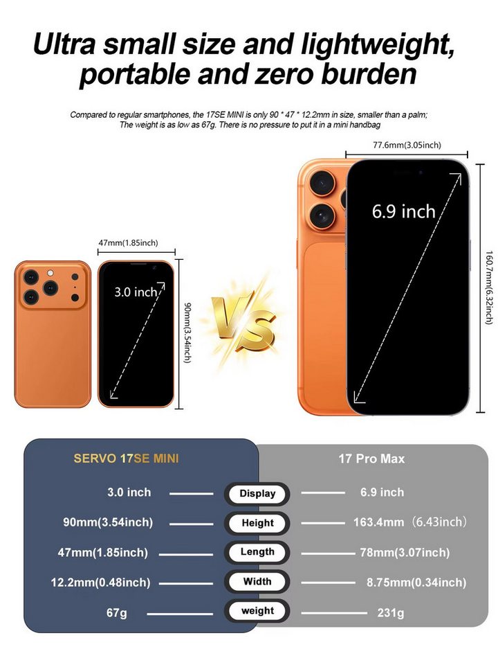 Athlix SERVO 17SE MINI 3G Mini Smartphone Android Kinder Rentner Smartphone (Dual SIM, 3G Mobilfunk, Android 9) – Bild 5 von 5