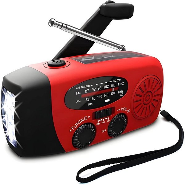 Athlix Solar Handkurbel Radio, AM/FM Kurbelradio Tragbar USB Notfallradio (Digitalradio (DAB), Notfall-Powerbank, Taschenlampe, Kurbel & Solar zum Laden)