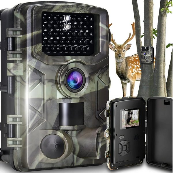Athlix Wildkamera Infrarot Nachtsicht Wildkamera Überwachungskamera Outdoor Kamera (120° PIR-Weitwinkel, IP66 Wasserfest, 1080P Videoauflösung)