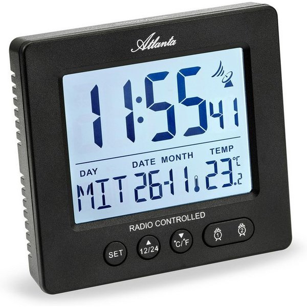 Atlanta Funkwecker Digitalwecker,Beleuchtung,Weckwiederholung,Geschenk,Innentemperatur