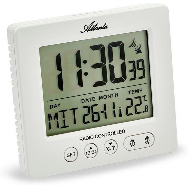 Atlanta Funkwecker Digitalwecker,Beleuchtung,Weckwiederholung,Geschenk,Innentemperatur