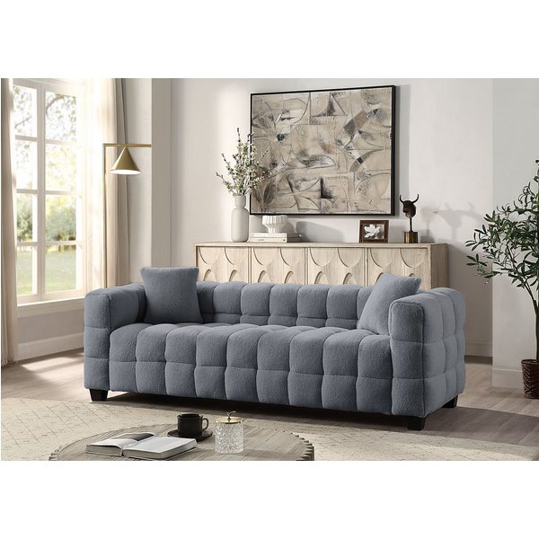 ATLANTIC home collection 3-Sitzer Stella Design-Sofa mit Steppung, Bubble-Optik, B: 206cm, inkl. 2 Zierkissen und mit modernem Teddy Stoff
