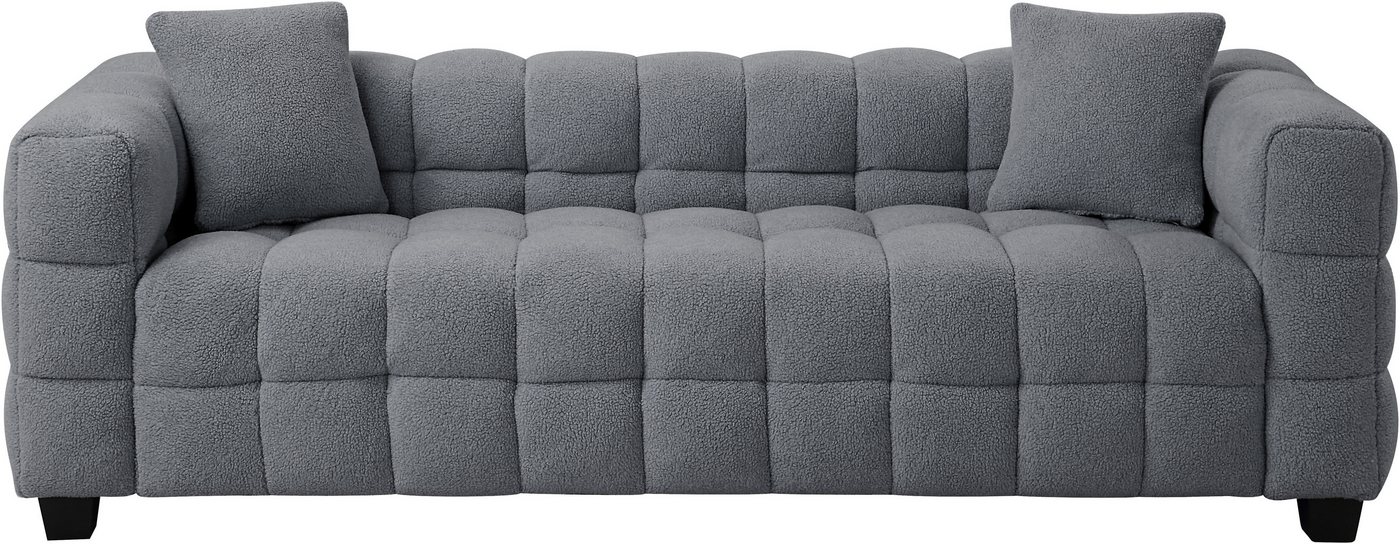 ATLANTIC home collection 3-Sitzer Stella Design-Sofa mit Steppung, Bubble-Optik, B: 206cm, inkl. 2 Zierkissen und mit modernem Teddy Stoff – Bild 2 von 5