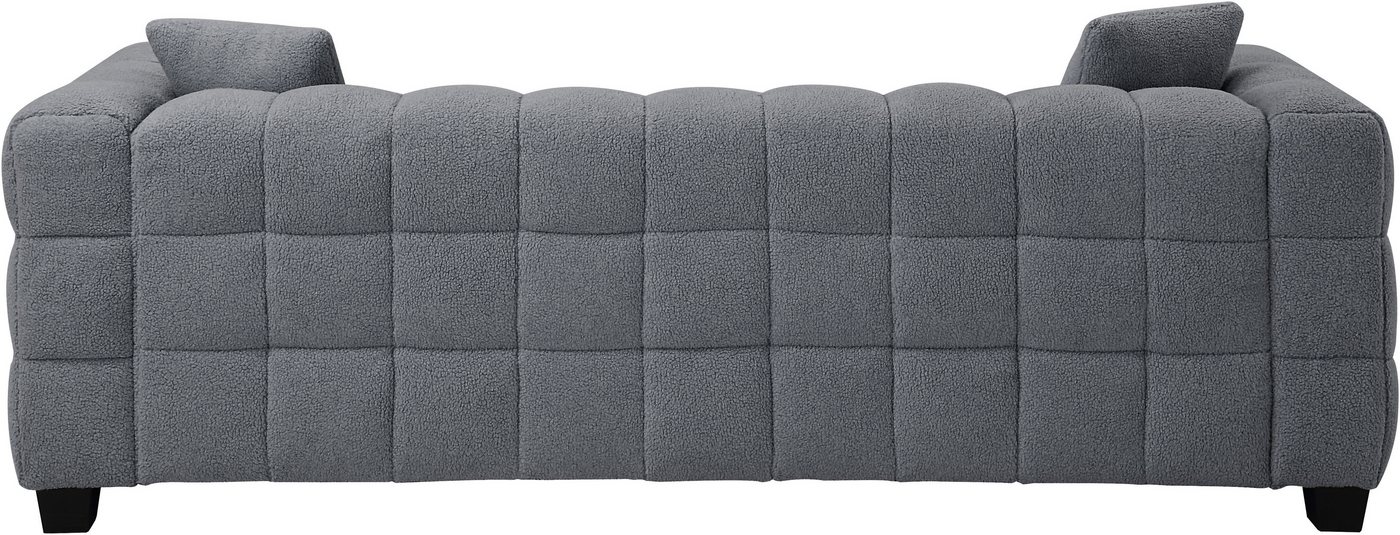 ATLANTIC home collection 3-Sitzer Stella Design-Sofa mit Steppung, Bubble-Optik, B: 206cm, inkl. 2 Zierkissen und mit modernem Teddy Stoff – Bild 5 von 5