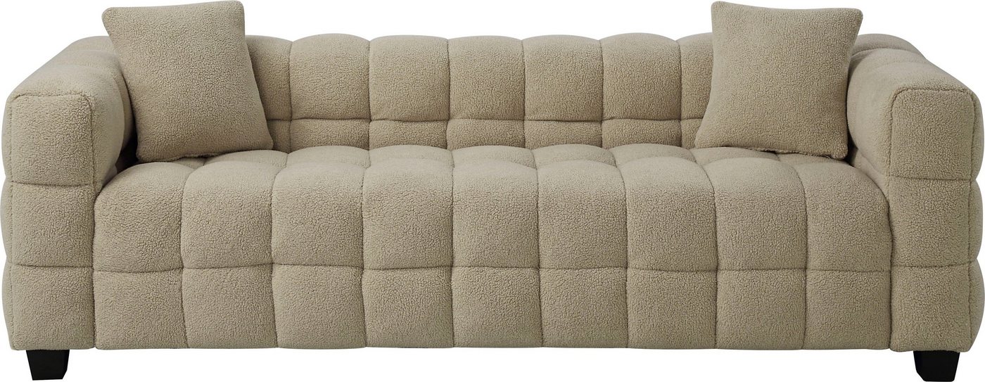 ATLANTIC home collection 3-Sitzer Stella Design-Sofa mit Steppung, Bubble-Optik, B: 206cm, inkl. 2 Zierkissen und mit modernem Teddy Stoff – Bild 2 von 5