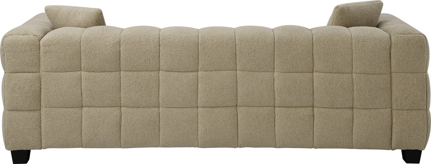 ATLANTIC home collection 3-Sitzer Stella Design-Sofa mit Steppung, Bubble-Optik, B: 206cm, inkl. 2 Zierkissen und mit modernem Teddy Stoff – Bild 5 von 5