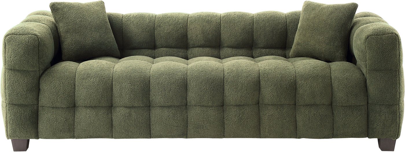 ATLANTIC home collection 3-Sitzer Stella Design-Sofa mit Steppung, Bubble-Optik, B: 206cm, inkl. 2 Zierkissen und mit modernem Teddy Stoff – Bild 2 von 5