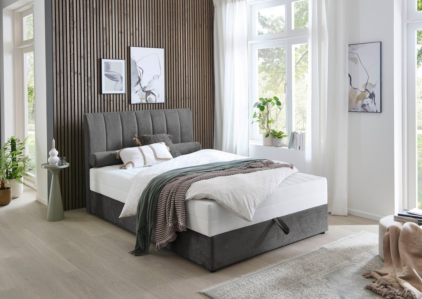 ATLANTIC home collection Boxbett ALISIA, mit Taschenfederkern, Bettkasten und Kissenrolle im Originalbezug – Bild 2 von 5