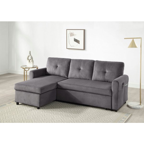 ATLANTIC home collection Schlafsofa Gustavo L-Form, B: 199 cm, in Cord oder Struktur, mit Schlaffunktion, Bettkasten & seitlichen Taschen