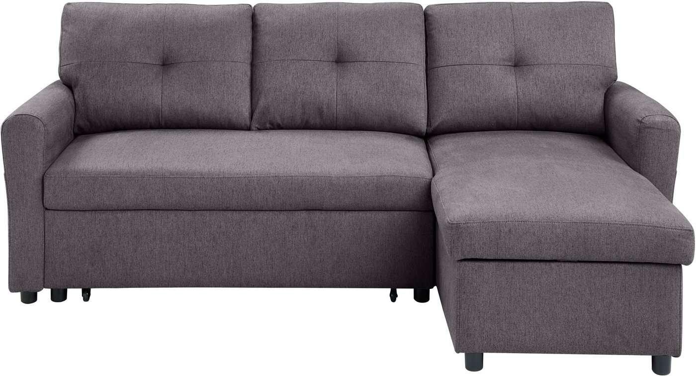 ATLANTIC home collection Schlafsofa Gustavo L-Form, B: 199 cm, in Cord oder Struktur, mit Schlaffunktion, Bettkasten & seitlichen Taschen – Bild 3 von 5