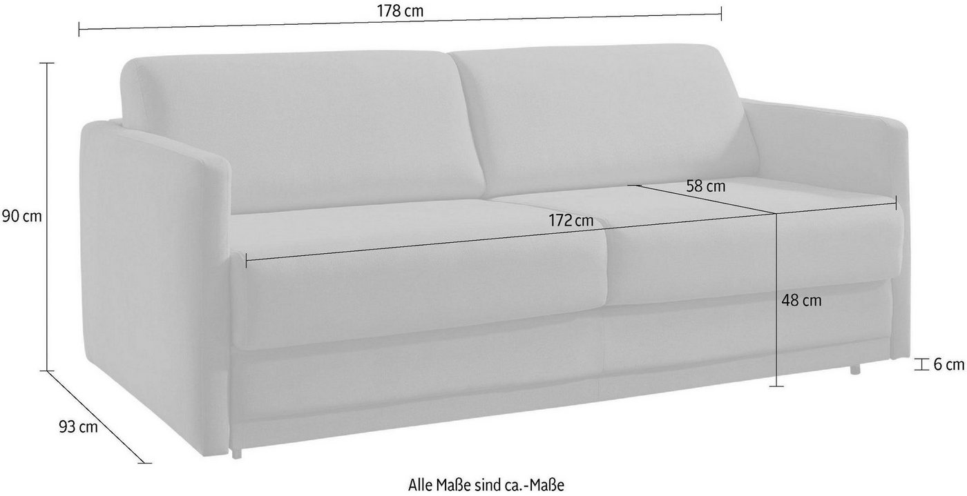 ATLANTIC home collection Schlafsofa Limone, Dauerschläfer,B: 178cm, Liegefläche: 140 x 200cm,inkl Matratze, für Dauerschläfer geeignet inklusive hochwertige Mat – Bild 4 von 5