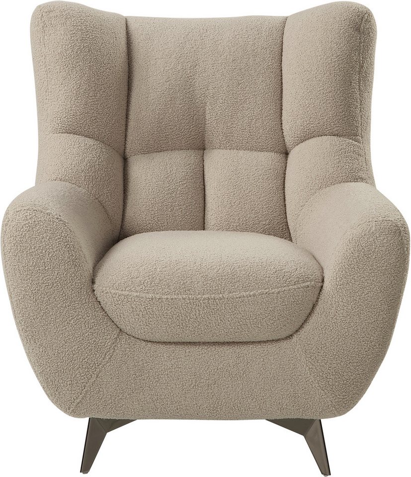 ATLANTIC home collection Sessel Shawn, mit Federkern, trendy Bezug mit Teddyoptik – Bild 2 von 5