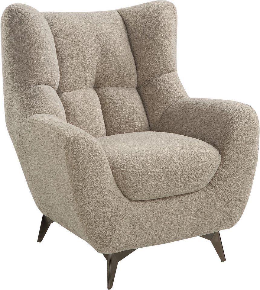 ATLANTIC home collection Sessel Shawn, mit Federkern, trendy Bezug mit Teddyoptik – Bild 3 von 5
