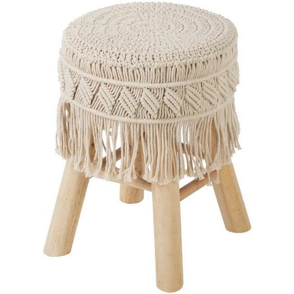 Atmosphera Créateur d'intérieur Sitzhocker Hocker im Boho-Stil mit Makramee, H. 42 cm, beige (1 Stk., Sitzhocker), funktional