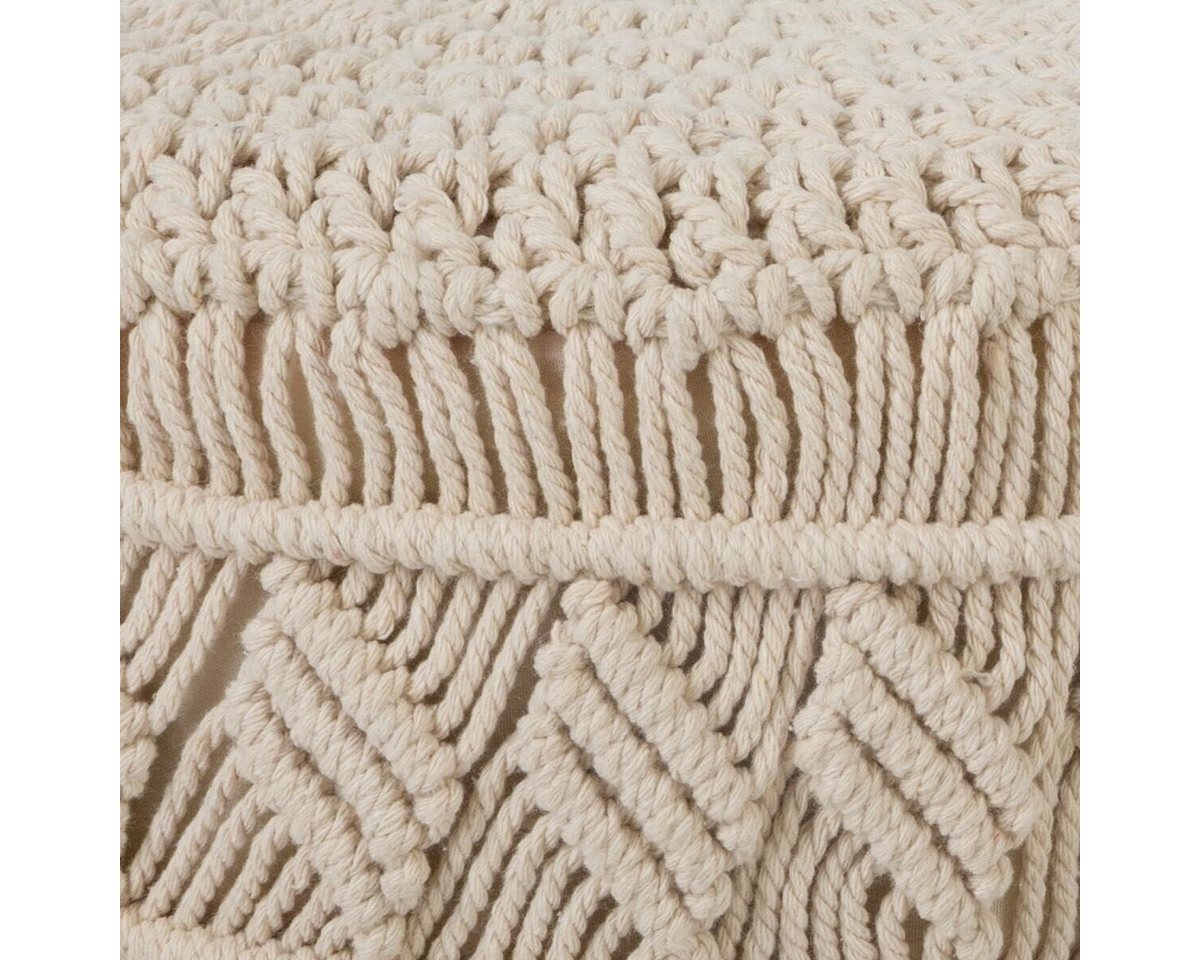 Atmosphera Créateur d'intérieur Sitzhocker Hocker im Boho-Stil mit Makramee, H. 42 cm, beige (1 Stk., Sitzhocker), funktional – Bild 4 von 4