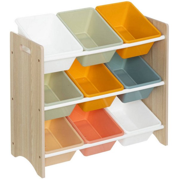 Atmosphera Créateur d'intérieur Standregal Regal mit Spielzeugkisten, 9 farbige Boxen, 60 x 29,5 x 66 cm