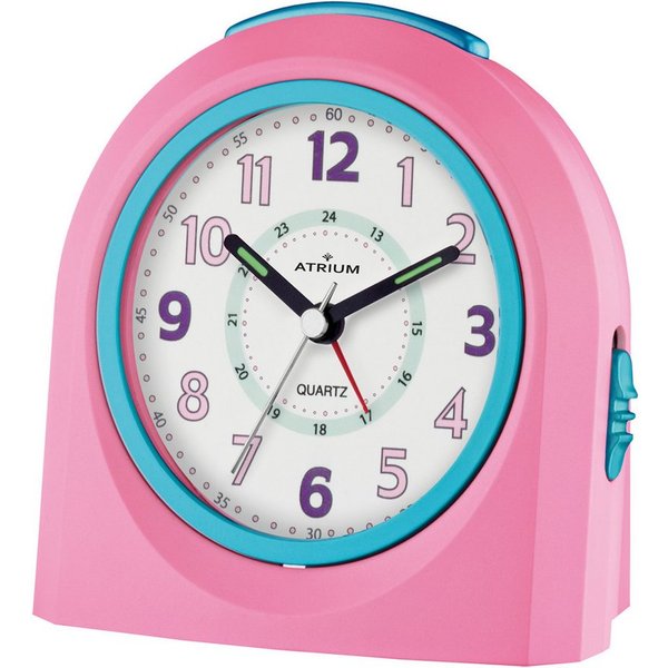 Atrium Kinderwecker A921 Quarzwecker mit fließender Sekunde, Snooze und Licht 10x10 cm