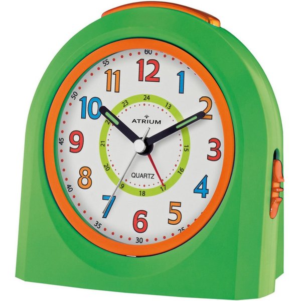 Atrium Kinderwecker A921 Quarzwecker mit fließender Sekunde, Snooze und Licht 10x10 cm