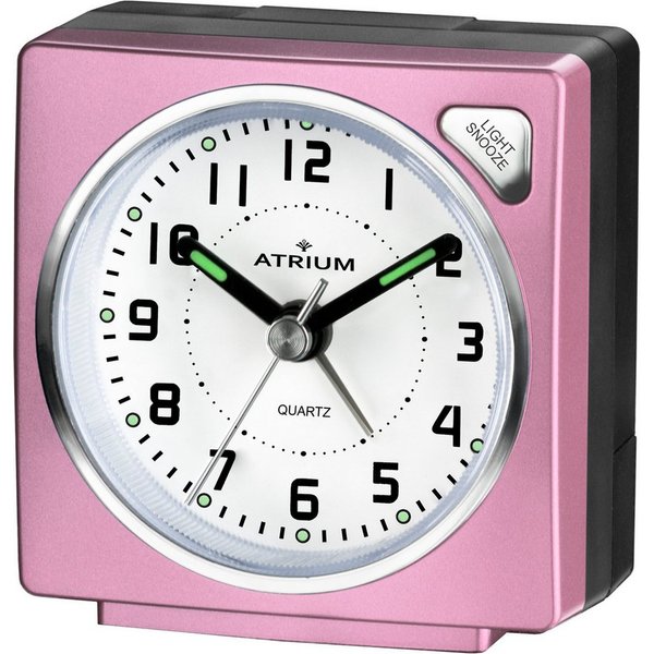 Atrium Reisewecker A903 fließende Sekunde, Snooze, Licht, mini Größe 6x6cm