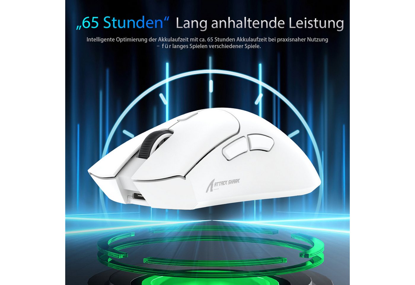 ATTACK SHARK R1 Kabellose Gaming-Maus, PAW3311-Sensor, 18K DPI Gaming-Maus (2.4G, Bluetooth, USB-C, 59 g,18000 DPI,Office-Maus für Win11/Xbox/PS/Mac) – Bild 4 von 5