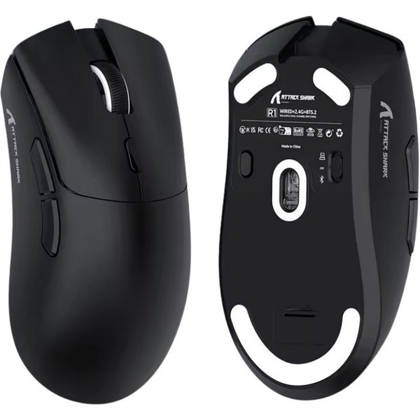 ATTACK SHARK R1 Ultraleichte Tri-Mode Gaming-Maus Kabelgebunden Gaming-Maus (Individuelle Tastenprogrammierung, 3 Verbindungsmodi)