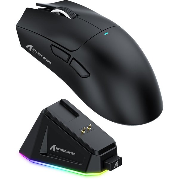 ATTACK SHARK X11 Kabellose Gaming-Maus mit Magnetischer Ladestation Gaming-Maus (Bluetooth, kabelgebunden, 2.4G, 22000 dpi)