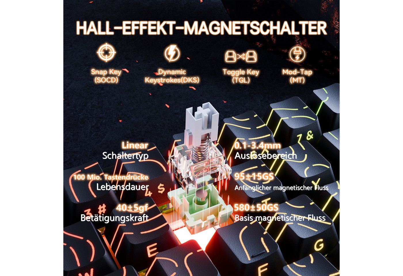 ATTACK SHARK X68MAX HE Rapid Trigger Gaming-Tastatur aus Aluminium Gaming-Tastatur (0.005mm RT,8000Hz,Hall-Effekt-Magnetschalter,Einstellbare Betätigung) – Bild 4 von 5