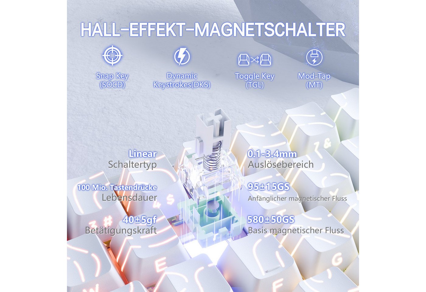 ATTACK SHARK X68MAX HE Rapid Trigger Gaming-Tastatur aus Aluminium Gaming-Tastatur (0.005mm RT,8000Hz,Hall-Effekt-Magnetschalter,Einstellbare Betätigung) – Bild 4 von 5