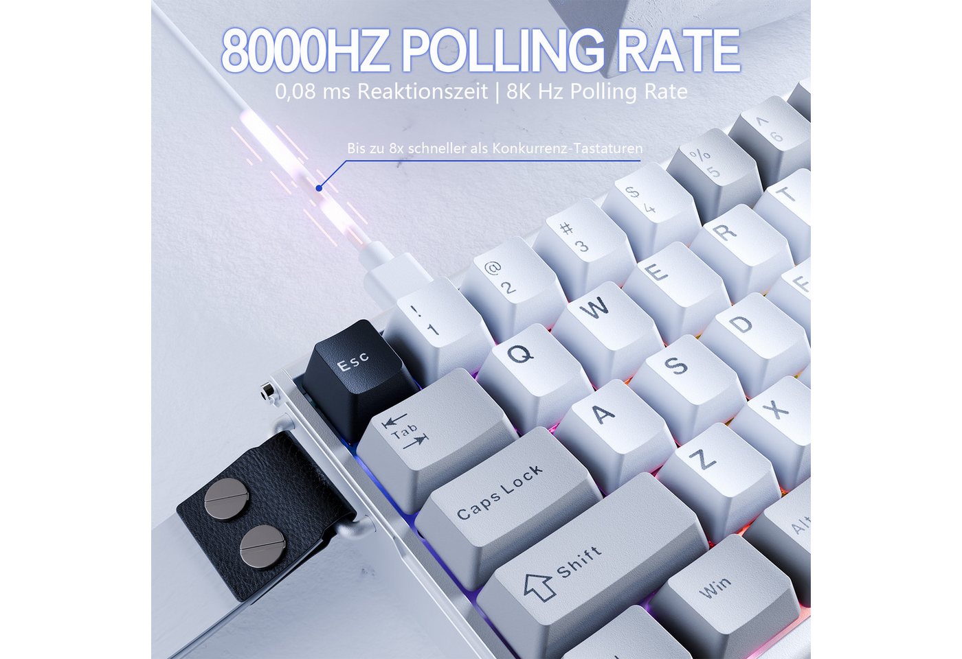 ATTACK SHARK X68MAX HE Rapid Trigger Gaming-Tastatur aus Aluminium Gaming-Tastatur (0.005mm RT,8000Hz,Hall-Effekt-Magnetschalter,Einstellbare Betätigung) – Bild 3 von 5
