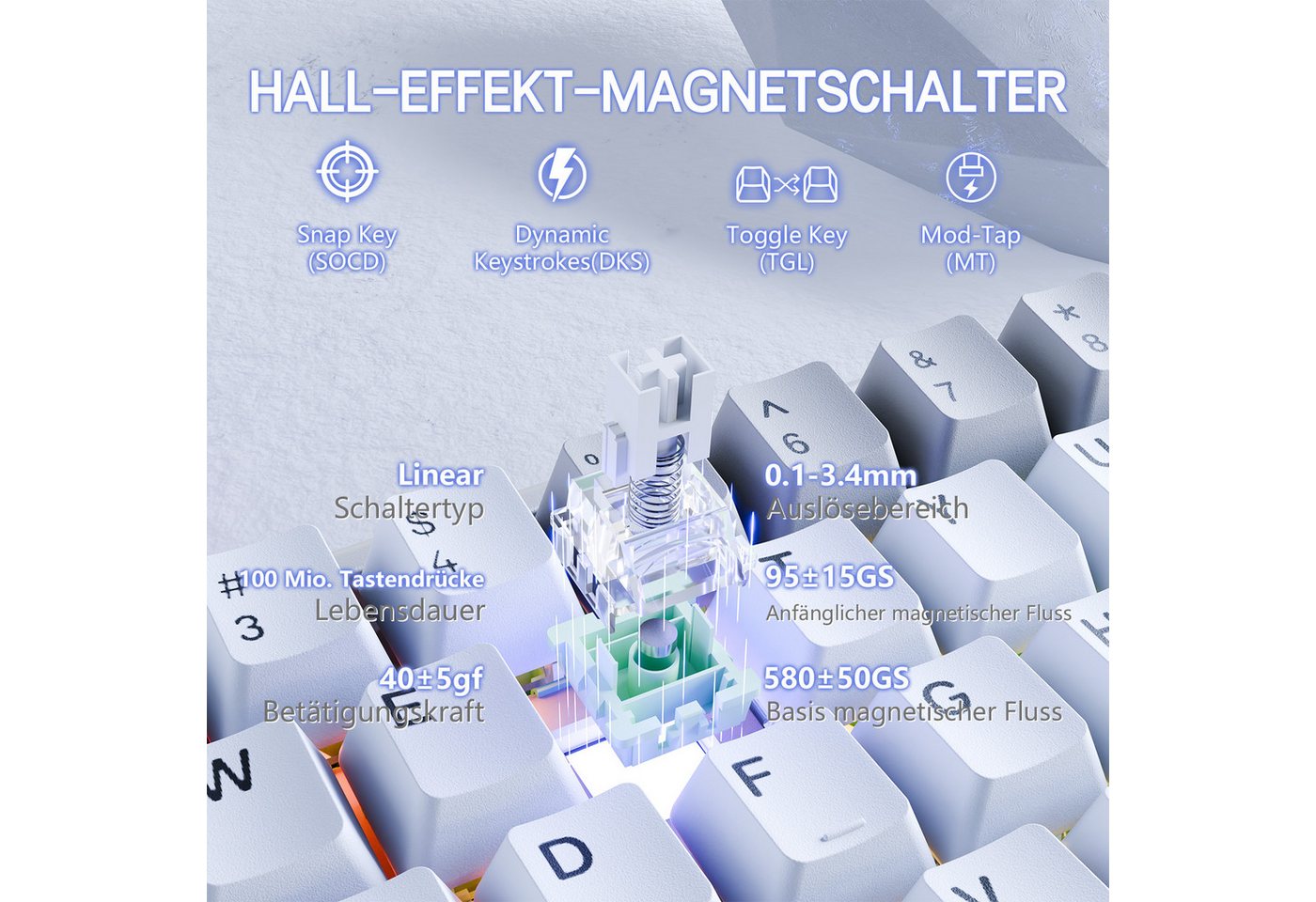 ATTACK SHARK X68MAX HE Rapid Trigger Gaming-Tastatur aus Aluminium Gaming-Tastatur (0.005mm RT,8000Hz,Hall-Effekt-Magnetschalter,Einstellbare Betätigung) – Bild 4 von 5