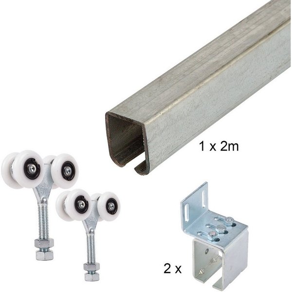 ATTAS Laufschienenprofil Laufwerkset Basic-Line geteilt (Geteilte Lieferung (maximal 2 Meter Schiene am Stück)
