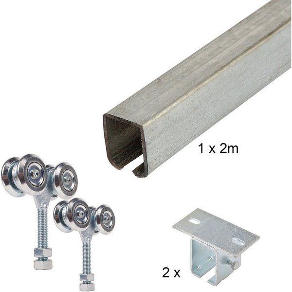 ATTAS Laufschienenprofil Laufwerkset Basic-Line geteilt (Geteilte Lieferung (maximal 2 Meter Schiene am Stück)