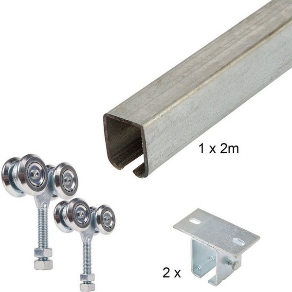 ATTAS Laufschienenprofil Laufwerkset Basic-Line geteilt (Geteilte Lieferung (maximal 2 Meter Schiene am Stück)