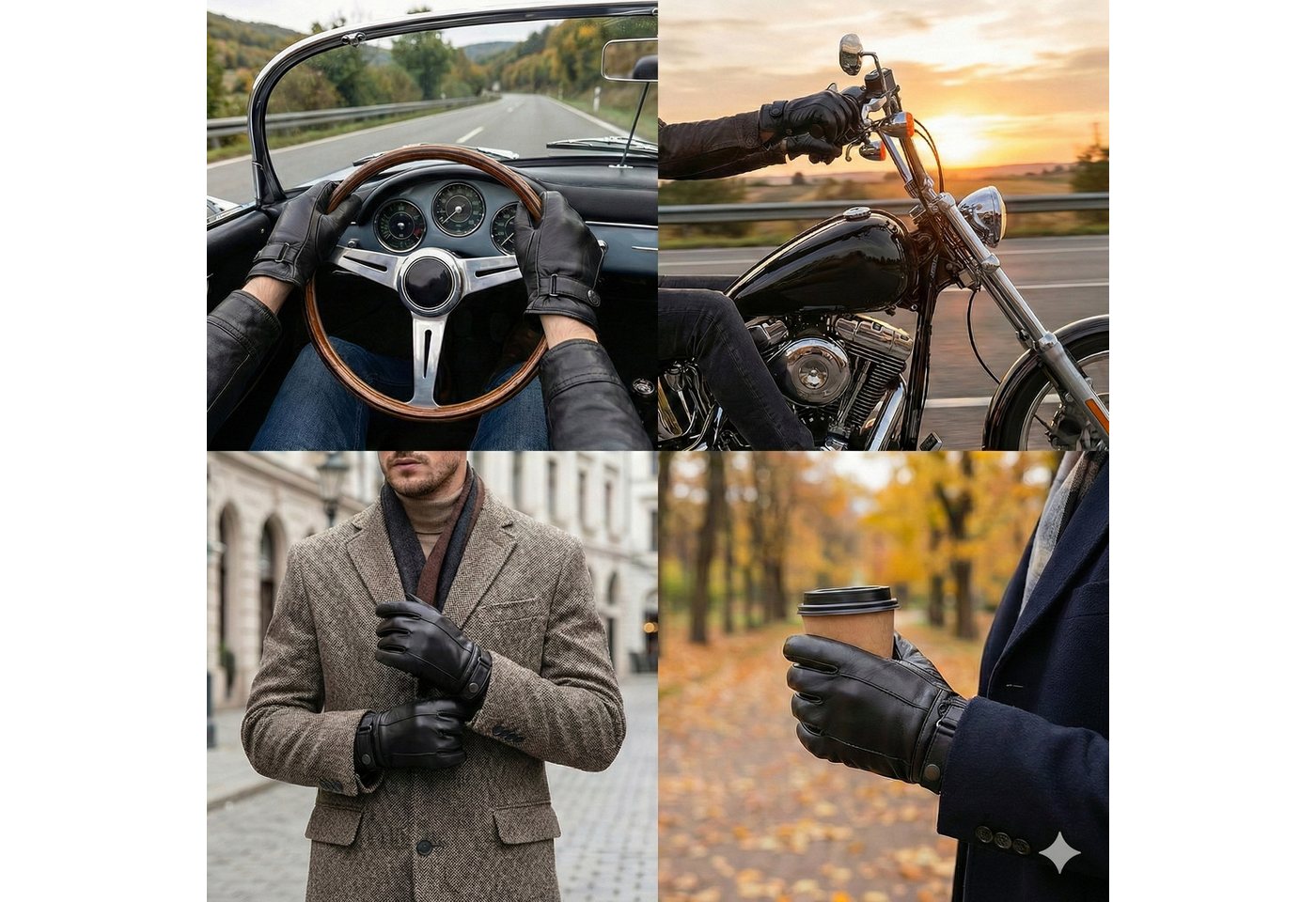 ATTONO Lederhandschuhe Herren Lederhandschuhe Mode Auto Chopper elegante Handschuhe aus Leder – Bild 4 von 4