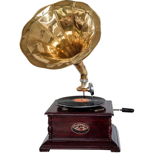 Aubaho Dekoobjekt Nostalgie Grammophon Gramophone Dekoration mit Trichter Grammofon Anti