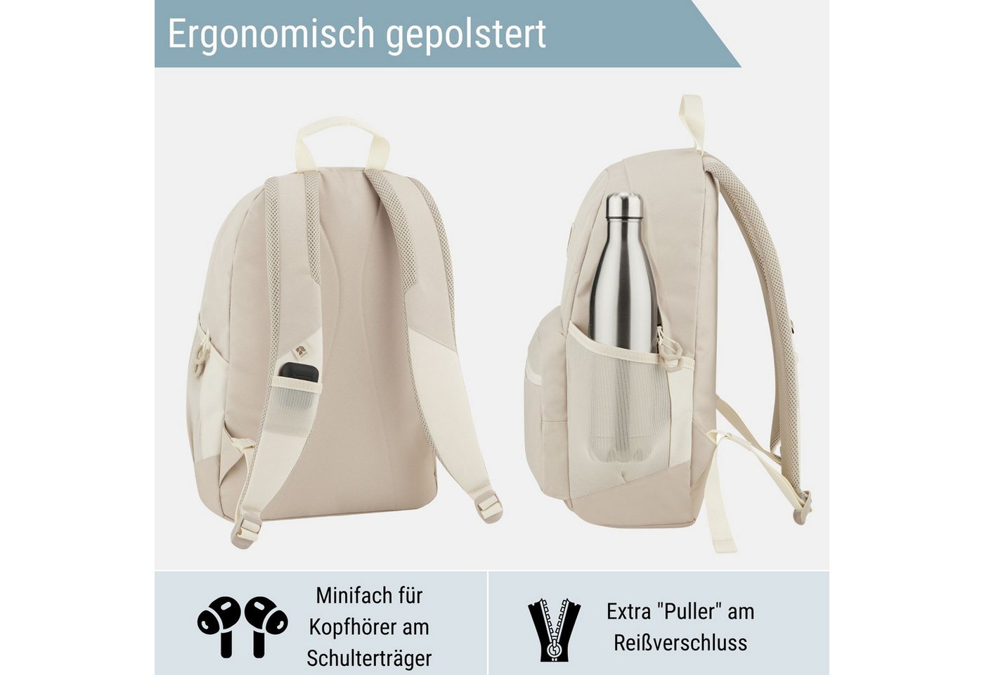 audetic Schulrucksack FLEX Rucksack Schule Schulrucksack Mädchen Jungen, Viele Fächer, Laptopfach, Wasserabweisend – Bild 3 von 5