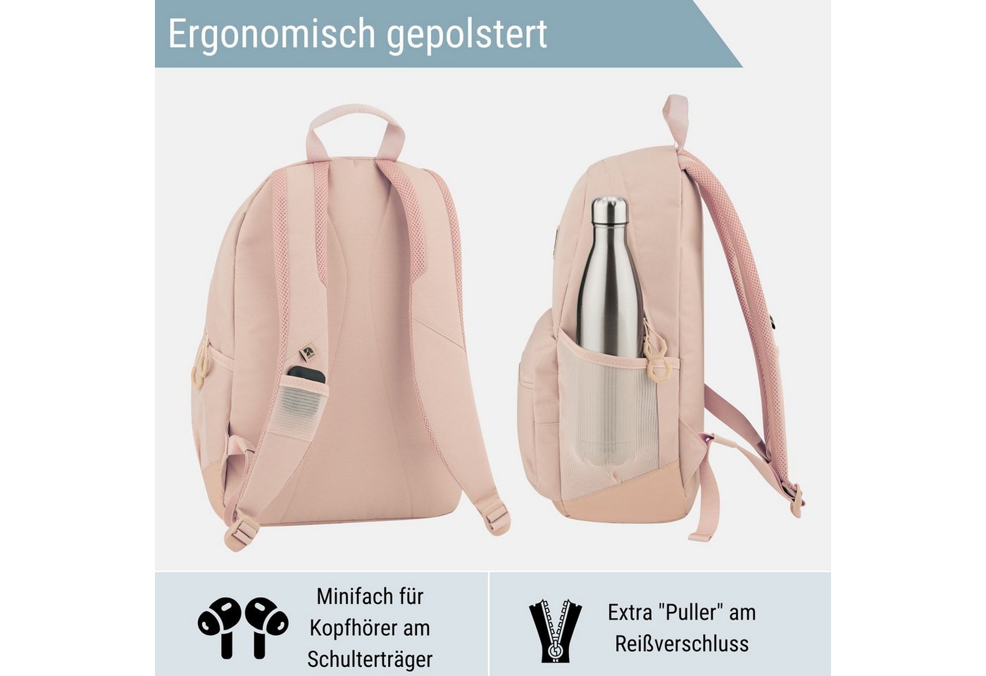 audetic Schulrucksack FLEX Rucksack Schule Schulrucksack Mädchen Jungen, Viele Fächer, Laptopfach, Wasserabweisend – Bild 3 von 5