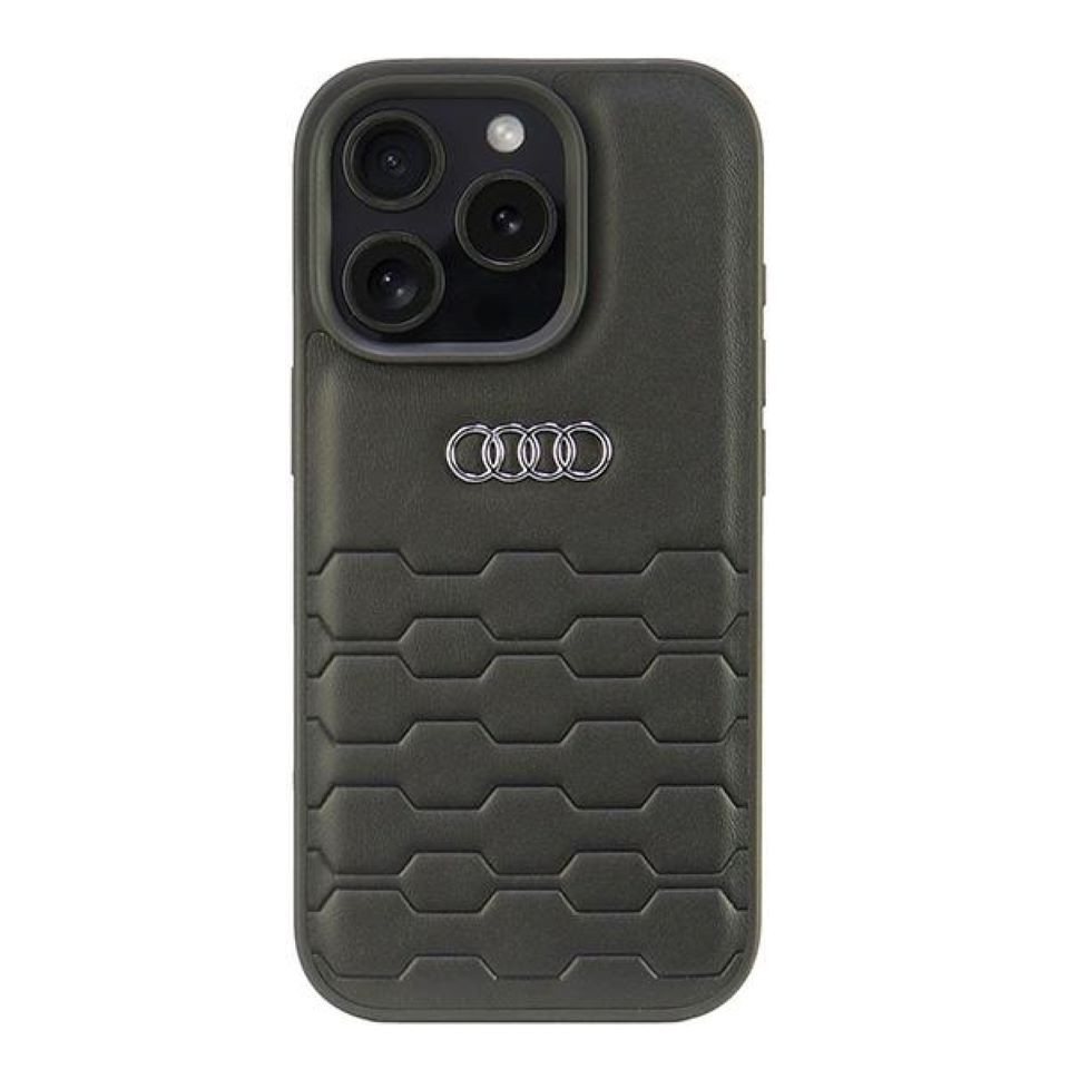 Audi Handyhülle iPhone 16 Pro Kunstleder schwarz Logo Metall 6,3 Zoll, Kantenschutz – Bild 2 von 5
