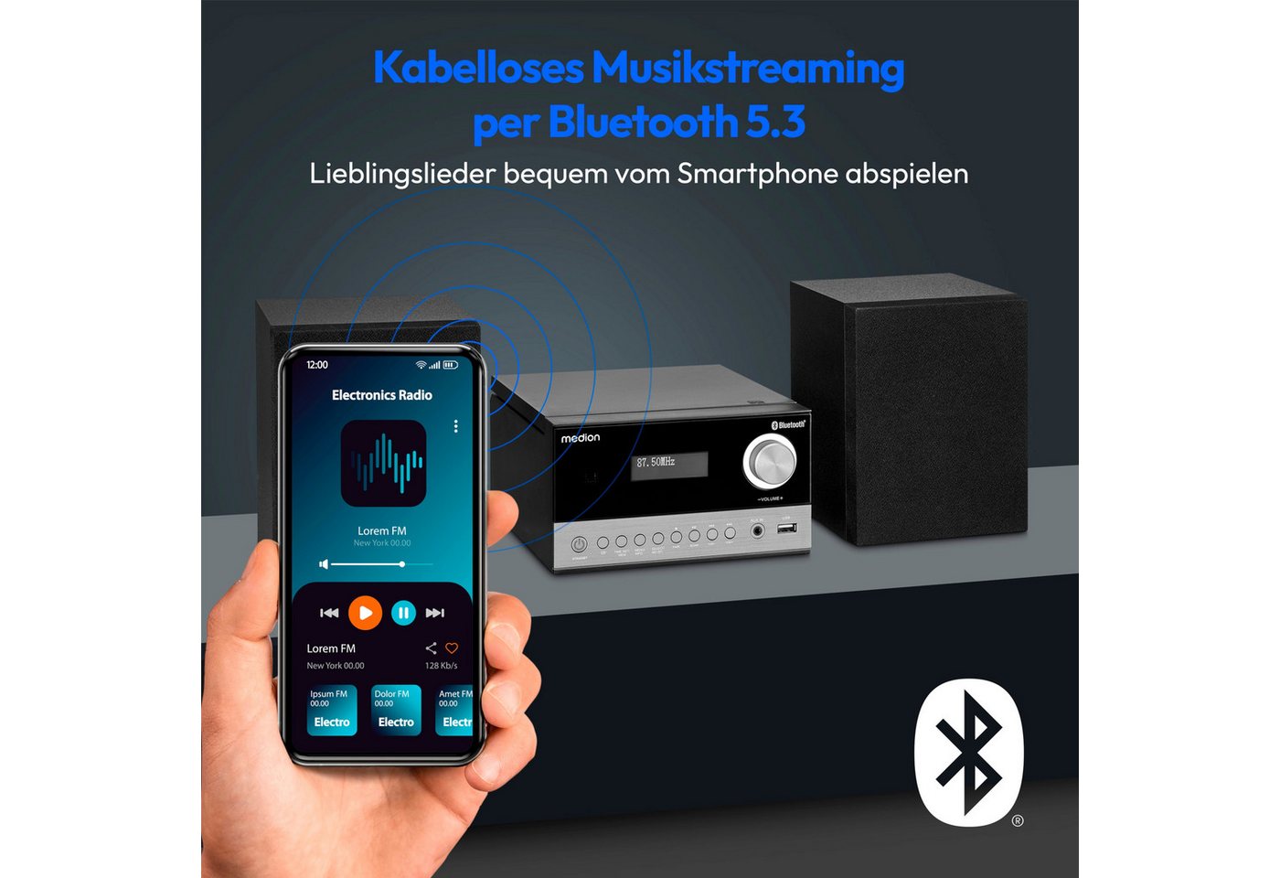 Medion® Audio-System Micro-Audio-System MEDION® LIFE® E64088 (MD44090) (10 W, Bluetooth 5.3, E64088) – Bild 3 von 5