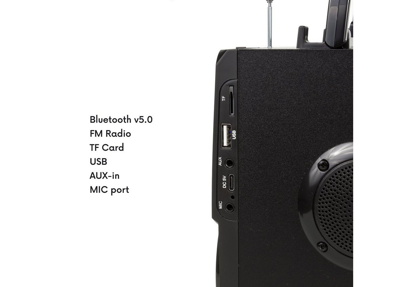 Audiocore AC730 Bluetooth-Lautsprecher (11 W, Mikrofon Tragbarer Bluetooth Bazooka Lautsprecher 11W) – Bild 5 von 5