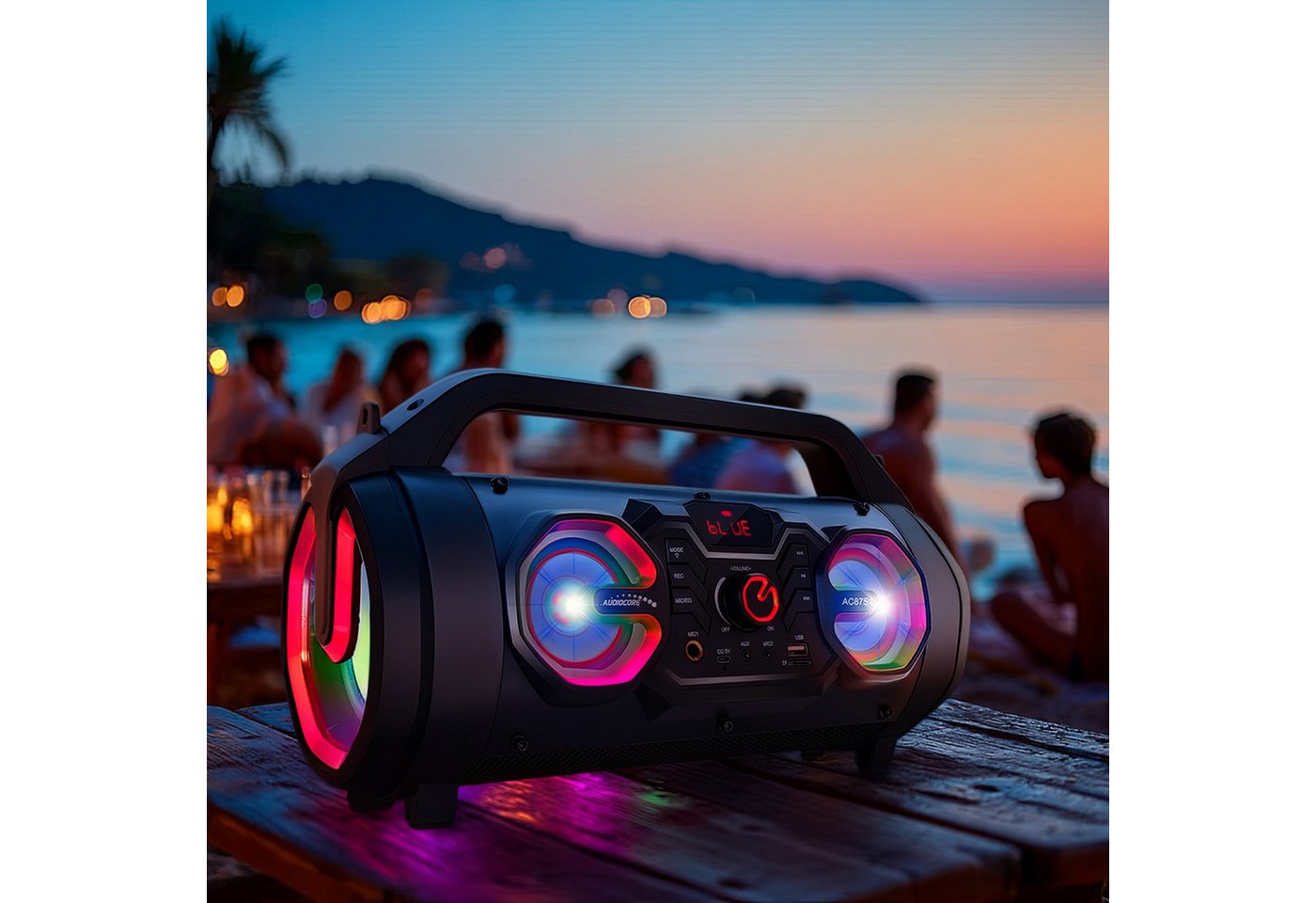 Audiocore AC875 Bluetooth-Lautsprecher (30 W, Mikrofon-Aufnahme Bazooka Tragbarer Bluetooth-Lautsprecher Boombox) – Bild 2 von 5
