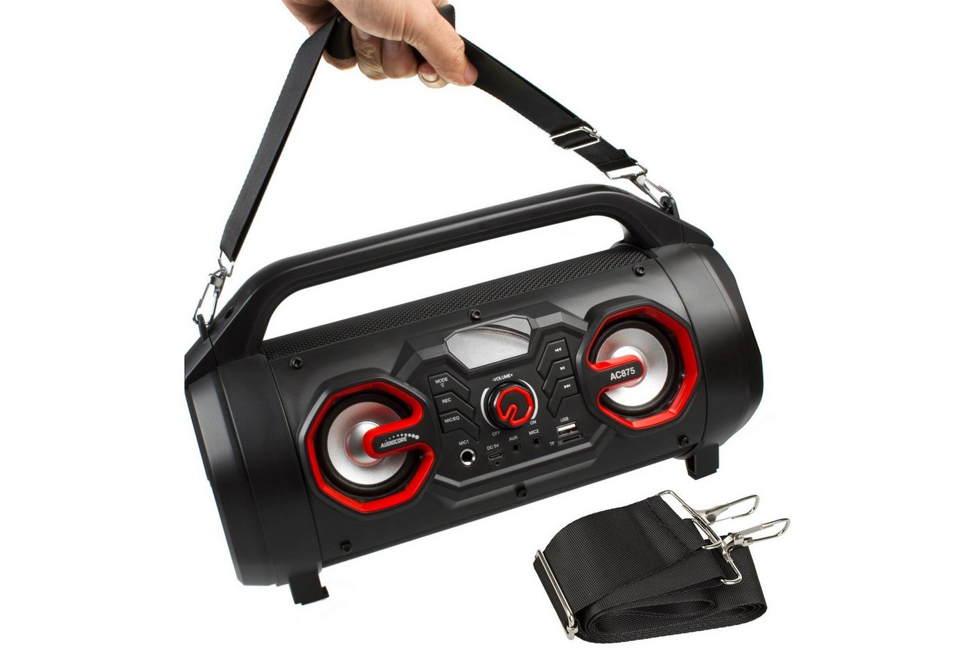 Audiocore AC875 Bluetooth-Lautsprecher (30 W, Mikrofon-Aufnahme Bazooka Tragbarer Bluetooth-Lautsprecher Boombox) – Bild 5 von 5