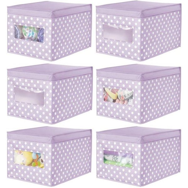 mDesign Aufbewahrungssystem Aufbewahrungsbox Stoffbox mDesign Deckel + Sichtfenster 6er Set viol