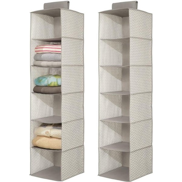 mDesign Aufbewahrungssystem Hängender Stoffschrank Hängeaufbewahrung 2er Set mDesign 6 Böden Tau