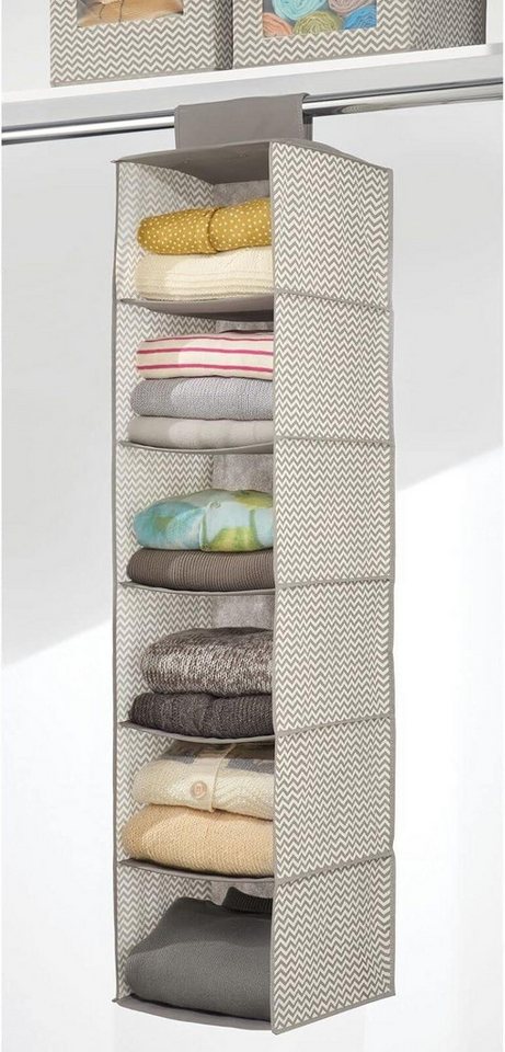 mDesign Aufbewahrungssystem Hängender Stoffschrank Hängeaufbewahrung 2er Set mDesign 6 Böden Tau – Bild 2 von 4