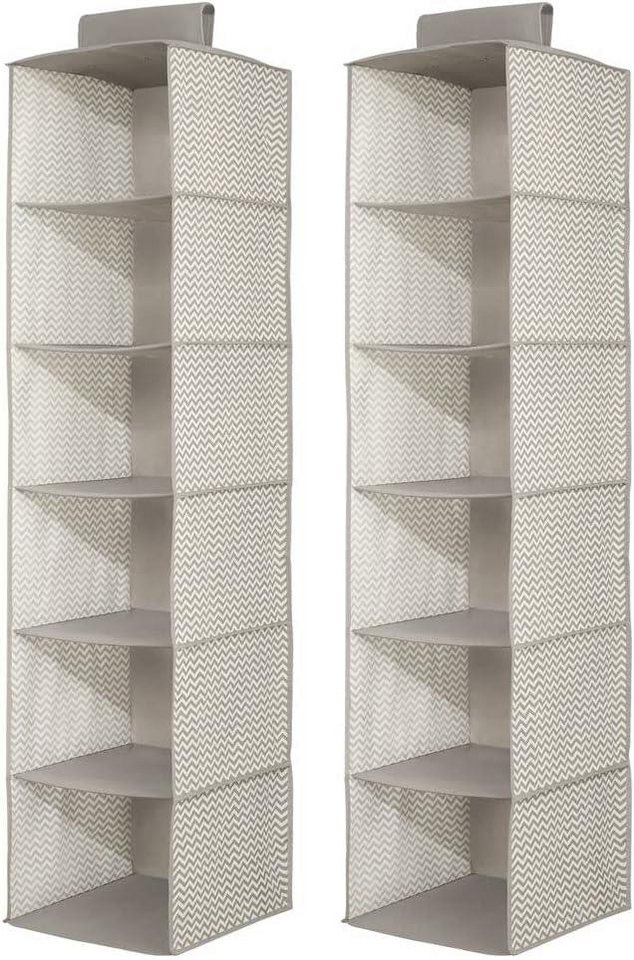mDesign Aufbewahrungssystem Hängender Stoffschrank Hängeaufbewahrung 2er Set mDesign 6 Böden Tau – Bild 4 von 4