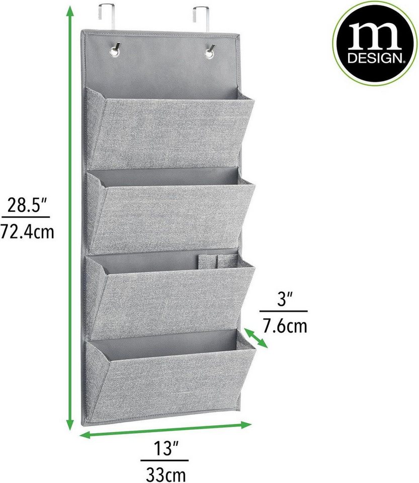 mDesign Aufbewahrungssystem Hängeorganizer Tür System Hängeaufbewahrung mDesign 4 Fächer Grau Or – Bild 3 von 5